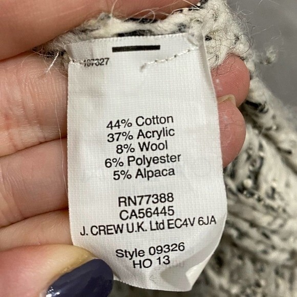 J. Crew Marled Drop-Shoulder Gray/Cream Raw Seam Sweater XXS - Picture 7 of 10